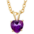 14K Yellow 6 mm Genuine Amethyst Heart Pendant on 18" Cable Necklace